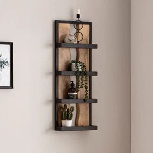FineBuy Estantería de pared 30x80x10 cm Madera Maciza Metal Estante Colgante - Imagen 1 de 6