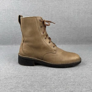 Clarks Boots Womens 8 Brown Leather Lace Up Villager Mid Calf Boho Wool Lined - Picture 1 of 22