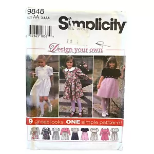 Simplicity Sewing Pattern 9848 Two Piece Dress 9 Looks Styles Girls Size 3-6 - Picture 1 of 2