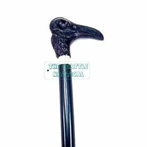 Antique Style Victorian Raven Crow Handle Cane Wooden Walking Stick Vintage Gift - Picture 1 of 6