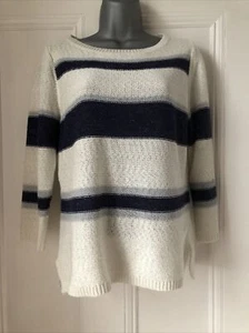 Precis Size M Navy Cream Striped Jumper With Glitter Effect - Picture 1 of 5