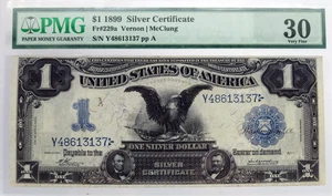 Series Of 1899 $1 Black Eagle Silver Certificate Fr#229a PMG VF30 - Picture 1 of 2