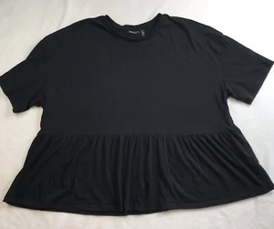Asos Design Black Boxy Tee Ruffle Peplum Bottom Women’s Size 12 Tall - Picture 1 of 11