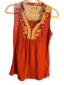 Top Anthropologie Akemi + Kin Bordado Naranja Marfil Sin Mangas Talla XS - Imagen 1 de 9