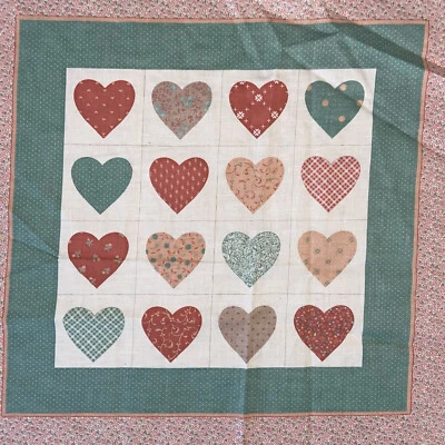 Paneles de almohada de tela con estampado de corazón Calico de colección Marti Michell 2 bloques 45" x 18" Foto 1 de 4
