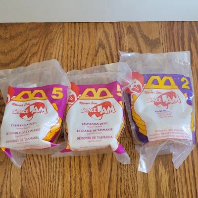 Space Jam Looney Tunes McDonald's 1996 лот из 3 жуков кролик #2 Тасманский дьявол #5 - Изображение 1 из 4