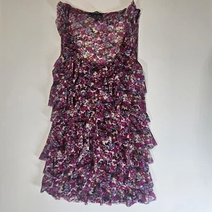 Express Sleeveless Blouse Womens Small Pink Floral Scoop Neck Fall Office Top - Picture 1 of 9