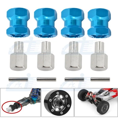 Адаптер шестигранной ступицы колеса 12 мм удлинитель 15 мм для радиоуправляемого вездехода 1:10 SCX10 D90 небесно-голубой - Изображение 1 из 4