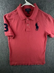Polo Ralph Lauren Boys Polo Shirt Large 14-16 Big Pony Orange Red #3 Youth - Picture 1 of 9