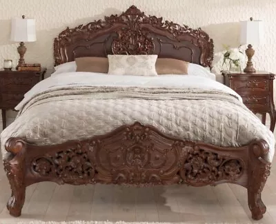 Beautiful Antique French Single Bed In Handcarved Mahogany *Collection Only* • 429.29£