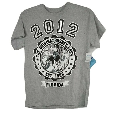 Disney Goofy Donald Duck Pluto T-Shirt Boys Girls Size L Grey 2012 Short Slv NEW - Image 1 of 4