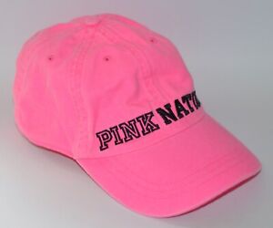 VICTORIA'S SECRET PINK NATION BLACK LOGO BASEBALL HAT CAP SPORTS ADJUSTABLE OS