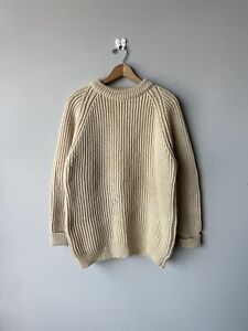 Vintage Peter Storm Fisherman’s Sweater 100% Wool Thick Knit Cream Men’s M 6