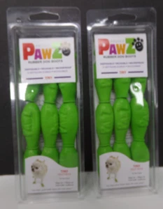 2 Packs Protex PAWZ Boots-Rubber Disposable Reusable Boots 12 ez Pack-Green-TINY - Picture 1 of 5