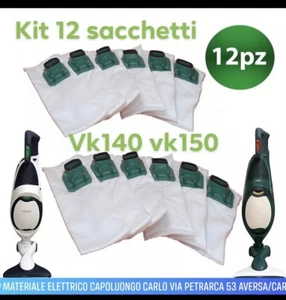 12 Sacchetti Folletto VK140 VK150 Compatibili Adattabili Con Porta Profumino - Foto 1 di 1