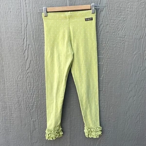 MATILDA JANE Girls 12 Ruffle Pull On Leggings Stretch Cotton Polka Dot Green - Picture 1 of 6