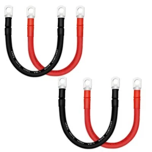 Battery Cables with Terminals 4 AWG 4PCS 1FT Copper Power Connection - Picture 1 of 8