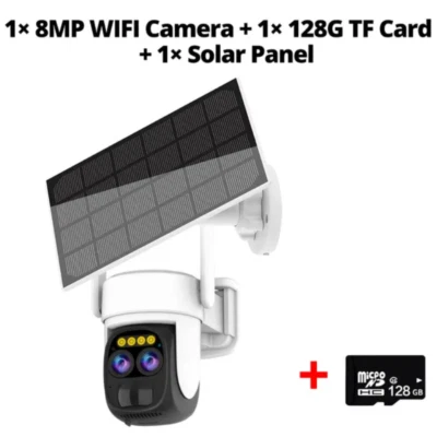 Dual Camera Smart Monitoring Wireless WIFI Solar Powered Security Camera CCTV - Image 1 of 4