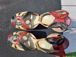 Vintage Barris of Lincoln Road Snakeskin Platform Shoes & vintage tapestry purse - Picture 1 of 24