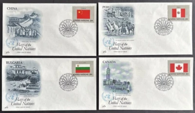 United Nations UN 1983 Sc#407-410 Set of 4 FDC Artcraft Flag Series Cachet Cover - Image 1 of 2