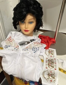 Children's Elvis Costume Jumpsuit With Scarf, Belt, Glasses And Wig - Picture 1 of 13