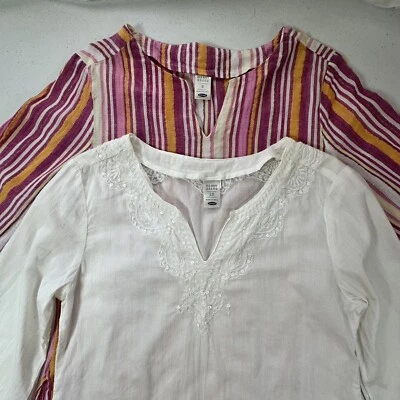 LOTE de 2 camisas de natación para niñas talla 8 rayas blancas Foto 1 de 4