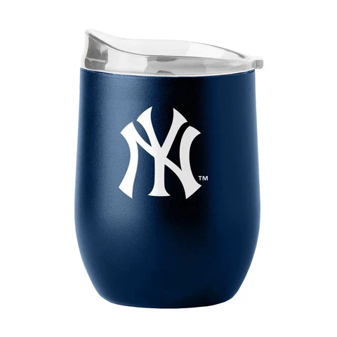 New York Yankees 16oz Curved Stainless Steel Travel Tumbler MLB Mug Glass Cover