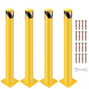 4PCS 42"x4" Safety Bollard Post Ground Removable Steel Bolt Down Parking Barrier - Picture 1 of 10