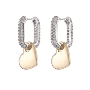 Damen Ohrringe – Gold / Silber Zirkonia Steine 14k Vergoldet Hoops - Bild 1 von 2