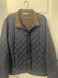 Peter Millar Suffolk Jacket Men's Large Quilted Coat Puffer Fleece Lined Blue - Picture 1 of 9