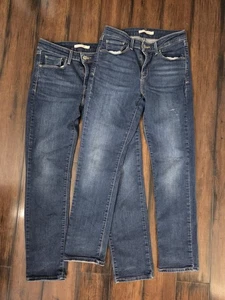 2 Pairs Of Levi’s Classic Mid Rise Skinny Jeans Y2K Denim Womens Size 4 EC - Picture 1 of 13