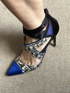 Nicholas Kirkwood Royal Blue Pattern Stiletto Heels - Picture 1 of 6