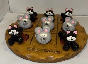 Vintage Swiss Tac Toe ceramic mouse & cat - Picture 1 of 12
