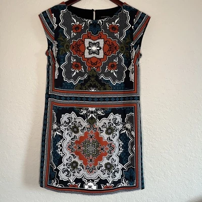 Banana Republic Dress Fall Pattern Cap Sleeve Lined Office Workwear Mod, Size 4 - Image 1 of 4