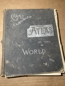 1900 George F. CRAM’S UNRIVALED ATLAS OF THE WORLD Indexed Census - Foto 1 di 24