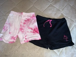 Two pairs Pink Printed & Black With Pink Unicorn Short Age 8-9 Year - Picture 1 of 3