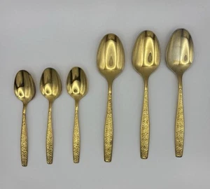 Rogers Cutlery Co. Spring Garden. Gold Electroplate Spoon Set Of (6) Used - Picture 1 of 8