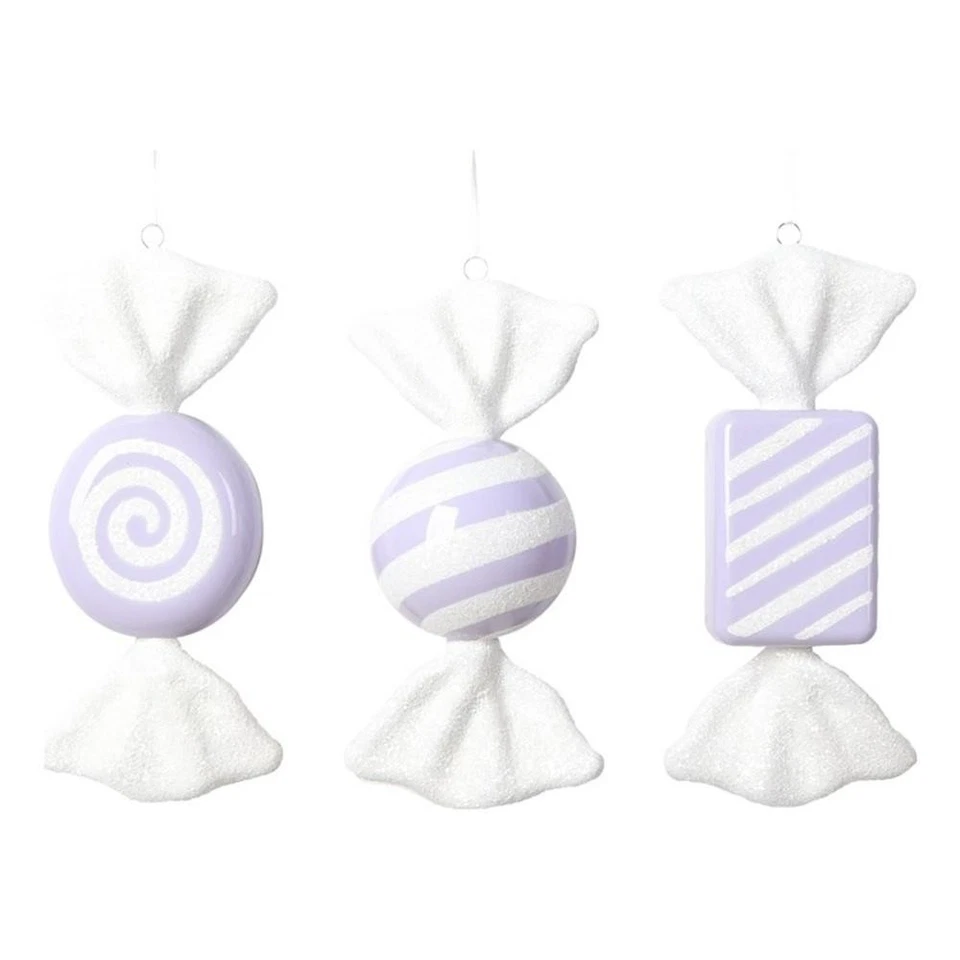Пастельное лавандовое конфетное украшение Vickerman 7,5–8 дюймов в ассортименте. 3 в сумке. - Изображение 1 из 1