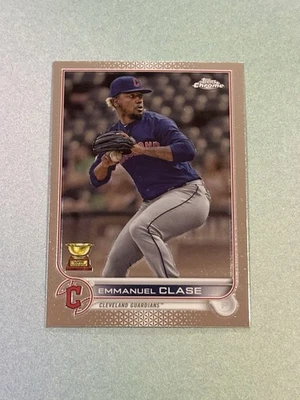 2022 Topps Chrome Sonic Emmanuel Clase “Gold Cup” #130 Cleveland Guardians (Y) - Image 1 of 2