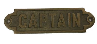 Vintage Brass CAPTAIN Plaque Sign Door Naval Military - Image 1 of 4