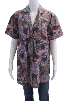 Camisa We The Free Mujer Botón Cuello Frontal Floral Bolsillo Púrpura Talla XS Foto 1 de 4