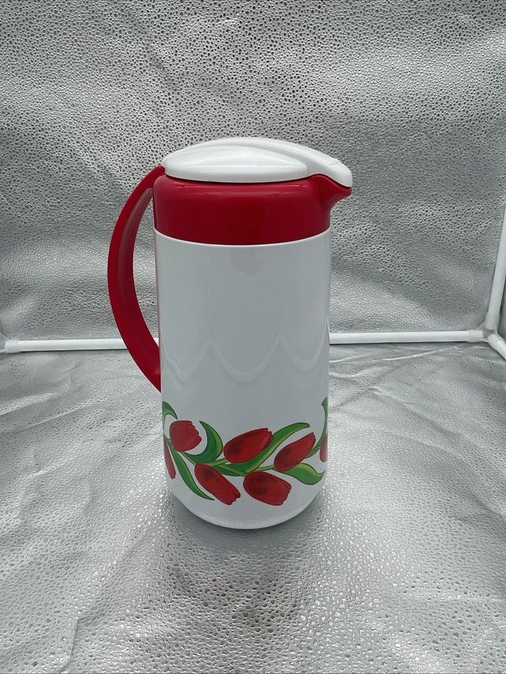 Vintage EKCO Thermo Insulated Coffee Hot Beverage Carafe Pitcher Garden Tulip - Image 1 of 4