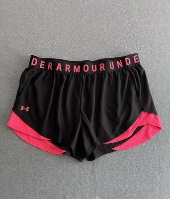 Under Armour Loose Heatgear Black Pink Shorts Women's Size 2XL Workout Gym - Image 1 of 4