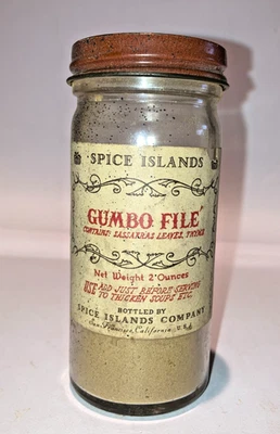 1940 - 50 Spice Islands Jar GUMBO FILE San Francisco Antique Bottle RARE Cajun - Image 1 of 4