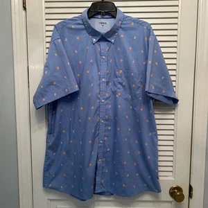 Camicia casual IZOD XXL uomo blu stampa frutta manica corta con bottoni - Foto 1 di 5