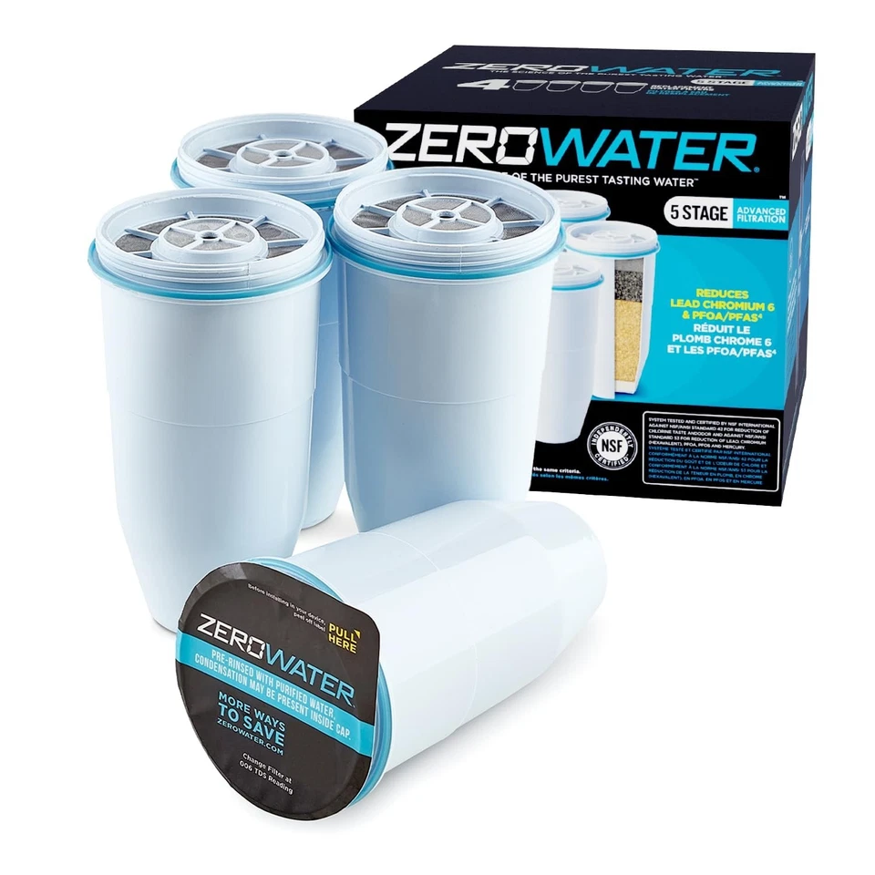 ZERO WATER Official 5-stage Advanced Water Filter Replacement 4 pack NEW - Image 1 of 1