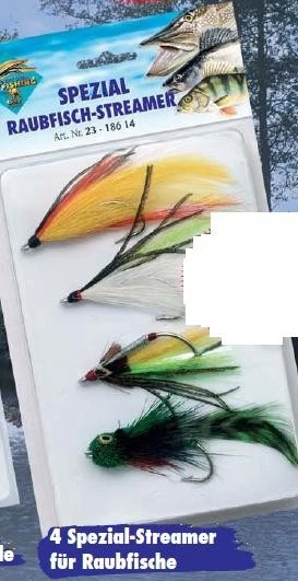 (13,28€/1Stk) 4 Raubfischstreamer Streamer Hechtfliegen Fliegen - Bild 1 von 1