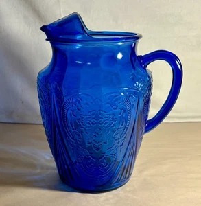 Hazel Atlas Blue Royal Lace 8 1/2" 96 Unzen Ice Lip Pitcher *RAR* - Bild 1 von 1