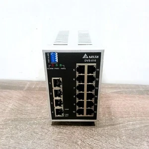 USED | DELTA DVS-016W01 WIDE TEMP UNMANAGED ETHERNET SWITCH W/BUILT-IN ALARM IO - Picture 1 of 6