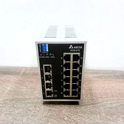 USED | DELTA DVS-016W01 WIDE TEMP UNMANAGED ETHERNET SWITCH W/BUILT-IN ALARM IO - Image 1 of 4